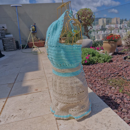 שמלת קרושה בעבודת יד ירוק מנטה
