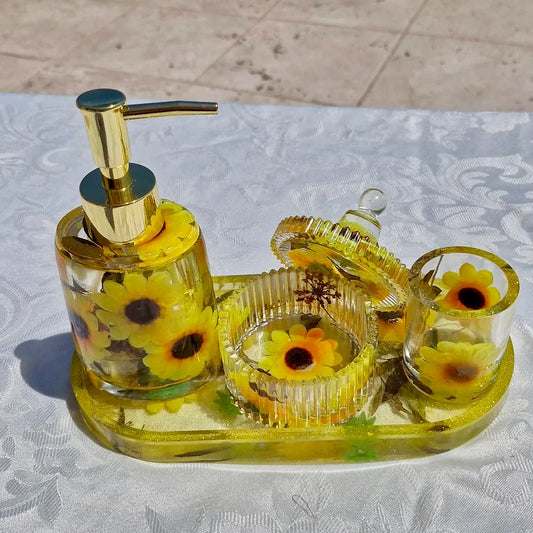 אביב באמבט בעיצוב פרחים צהובים