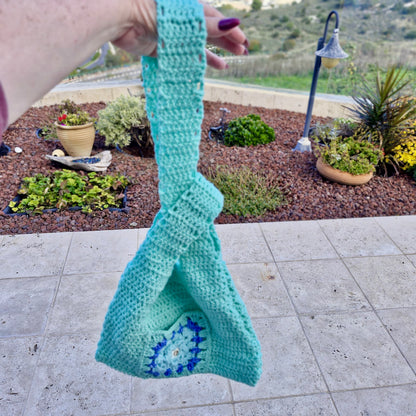 תיק סרוג טורקיז