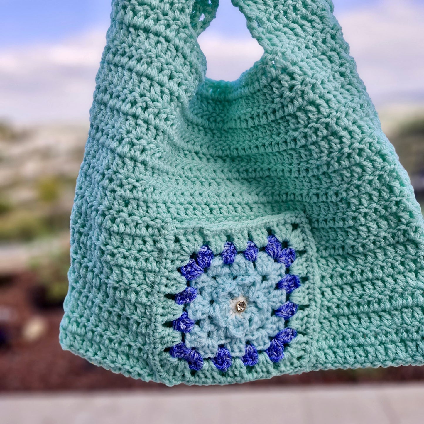 תיק סרוג טורקיז