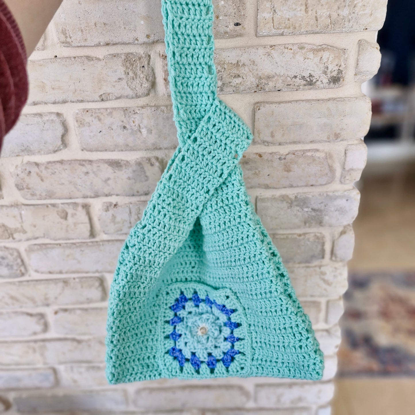 תיק סרוג טורקיז