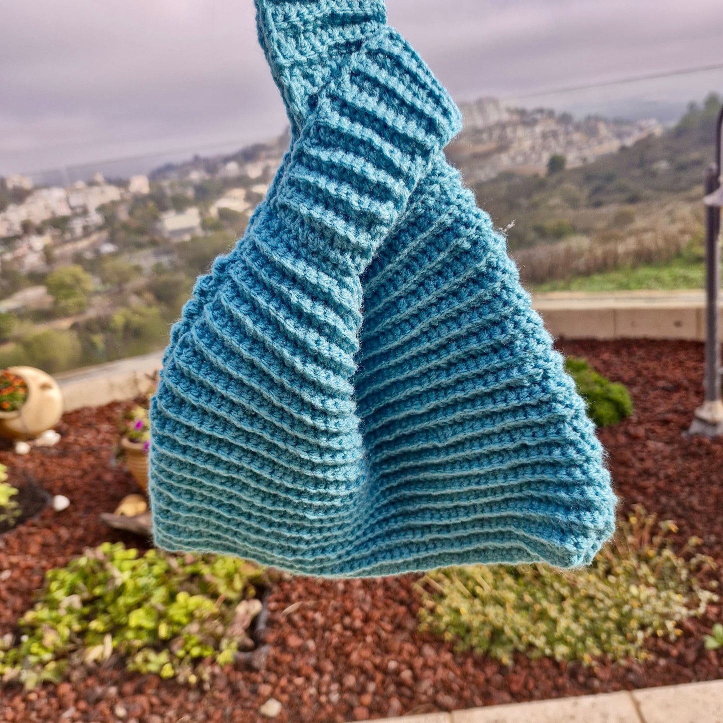 תיק סרוג כחול