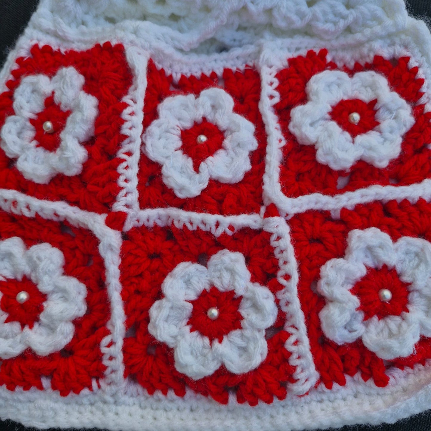 תיק פרחים אדום לבן