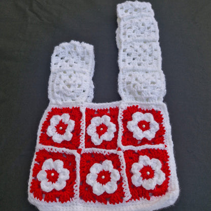 תיק פרחים אדום לבן