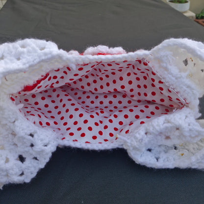 תיק פרחים אדום לבן