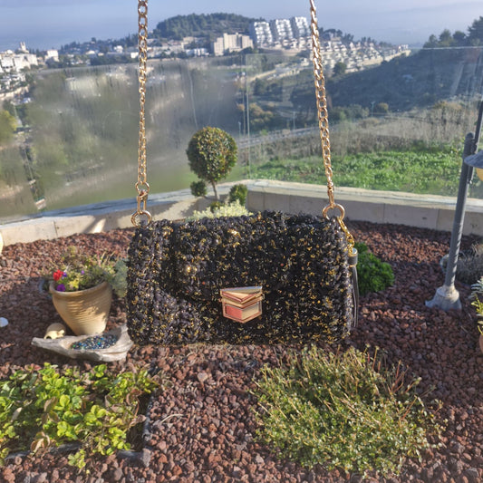 תיק ערב שחור מנצנץ