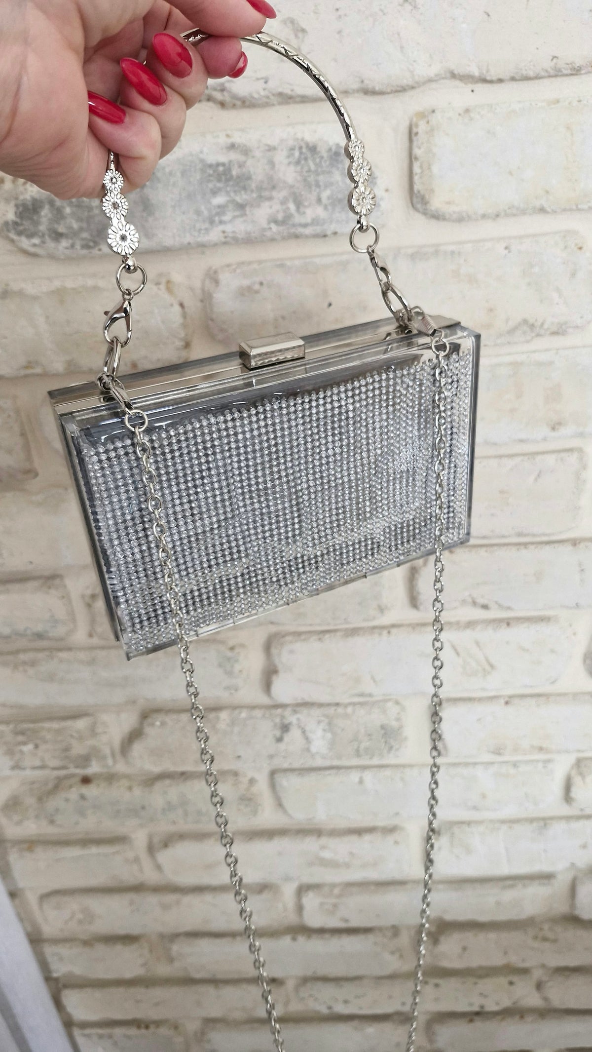 תיק ערב Shiny Silver