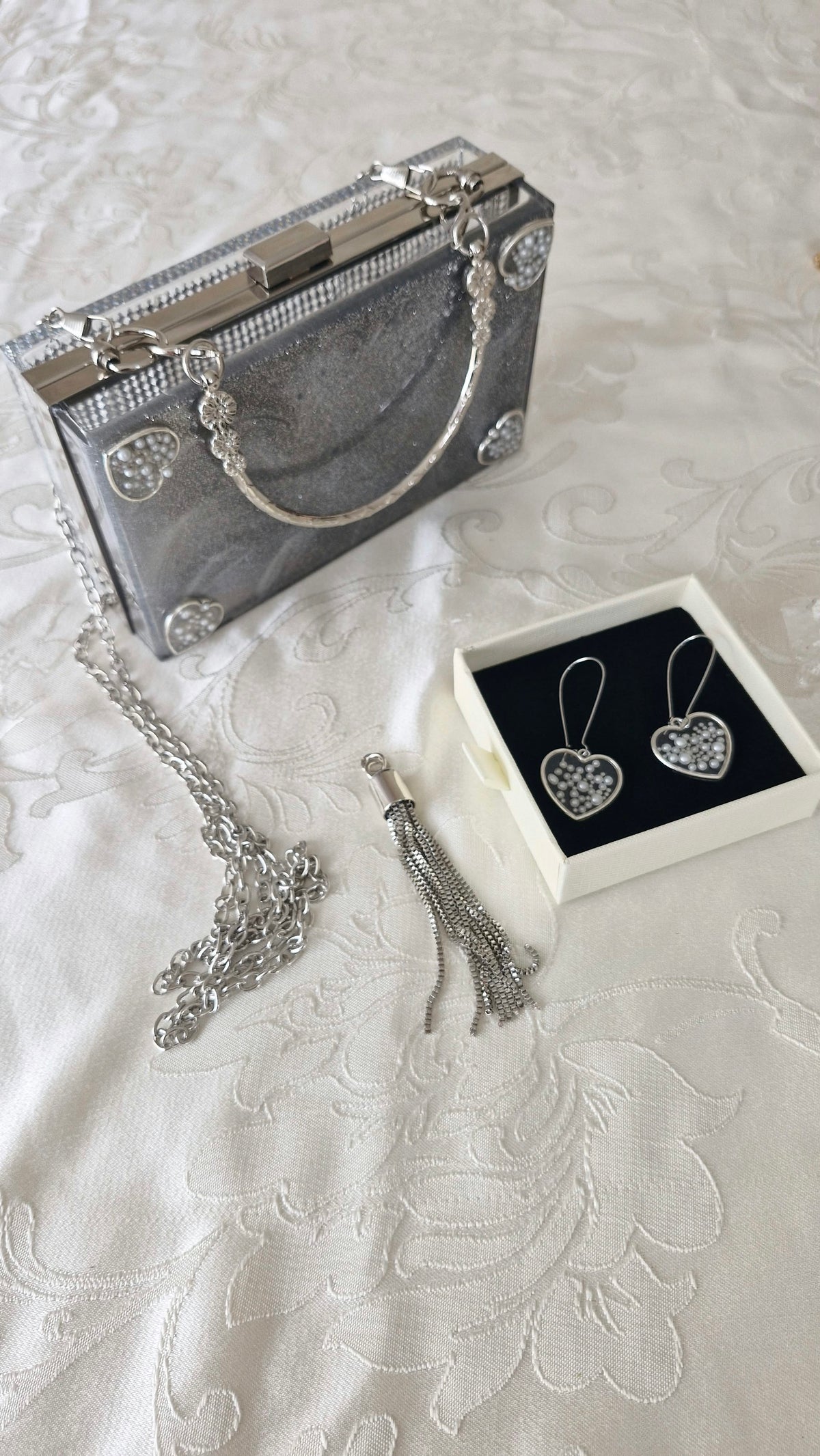 תיק ערב Shiny Silver
