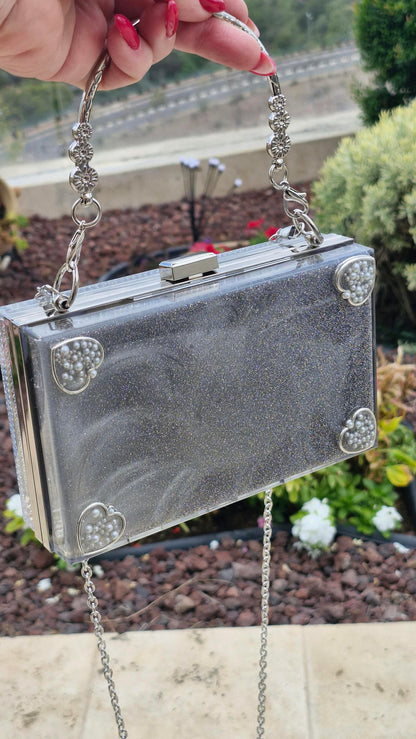 תיק ערב Shiny Silver