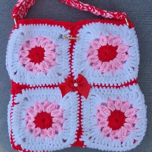 תיק ״ריבועי אביב״ ורוד לבן