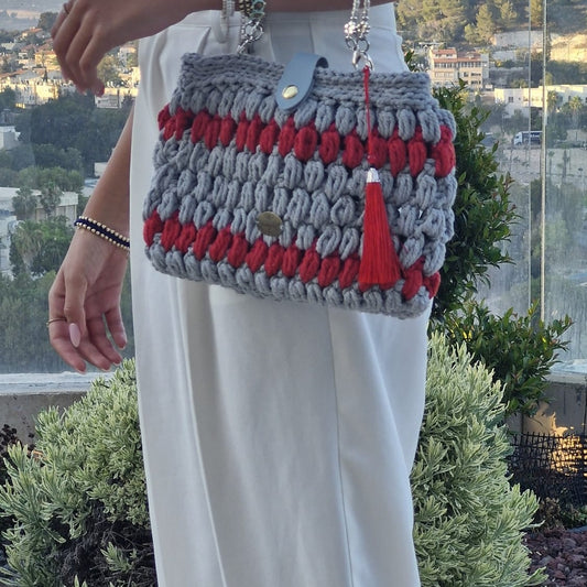 תיק טיפות אדום אפור