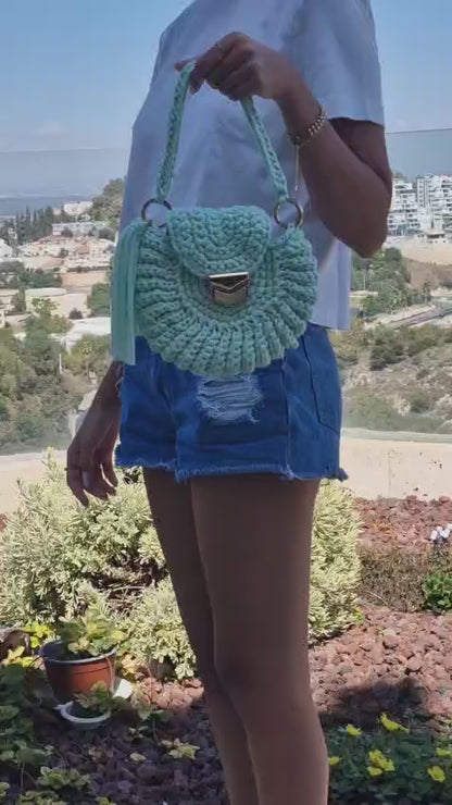 תיק צדפה טורקיז